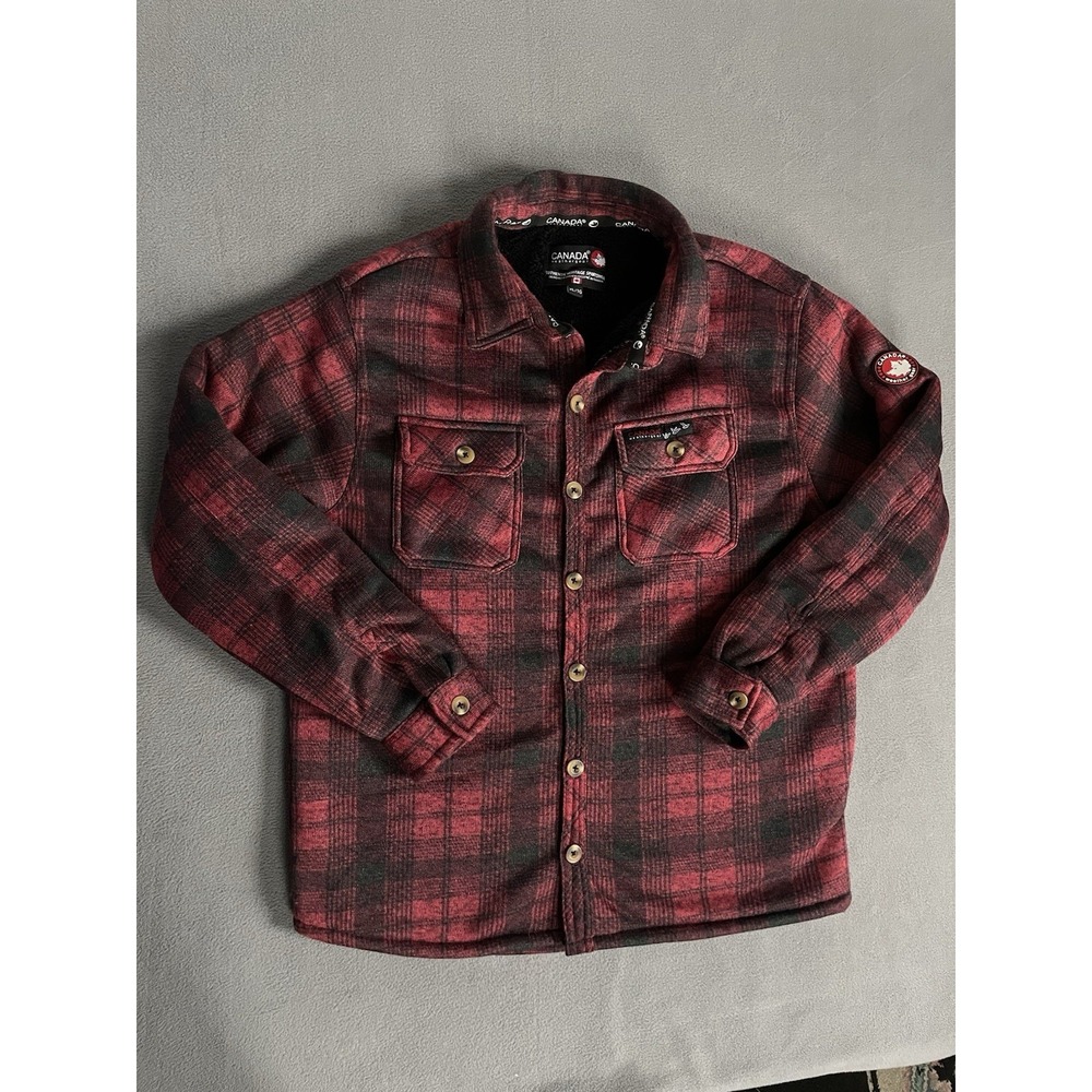 Canada Weather Gear Jacket Shacket Mens XL Red Buffalo Plaid Fleece